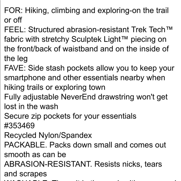 Athleta Headlands Hybrid Tight Hiking Pants - Picture 6 of 8